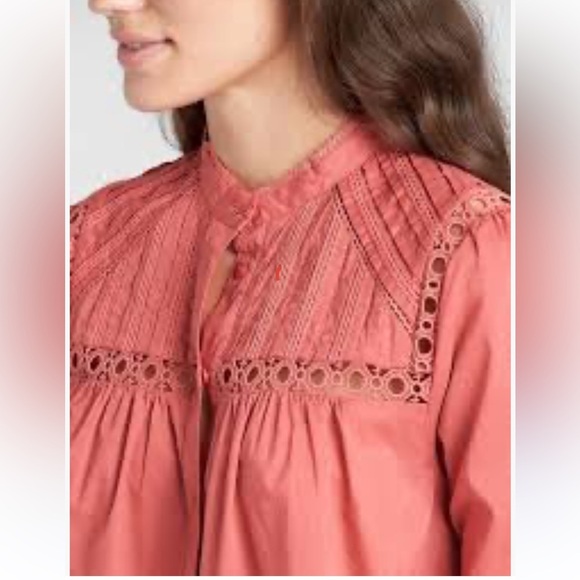 Gap Pintuck Mockneck Lace-Trim Blouse Long Sleeve size XXL NWT - Picture 11 of 11